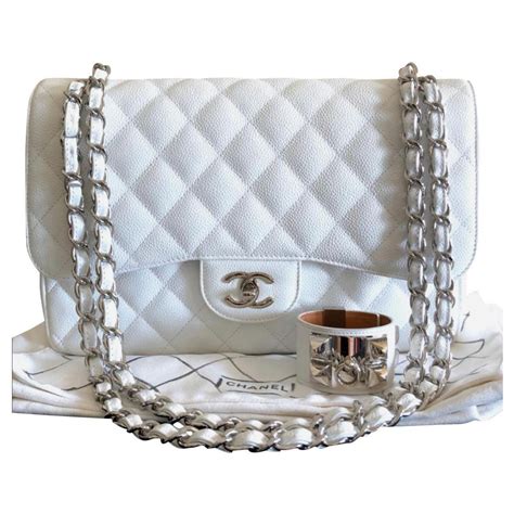 chanel classic white caviar|Classic Handbags .